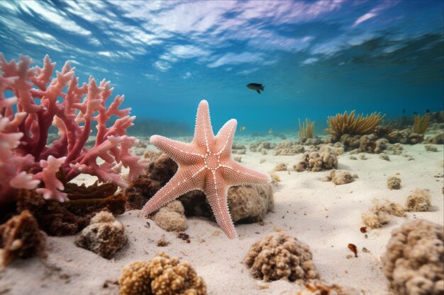 Foto la cautiva escena del caribe la vara de mar el coral blando y el cojín la estrella de mar la gracia del fondo marino arenoso