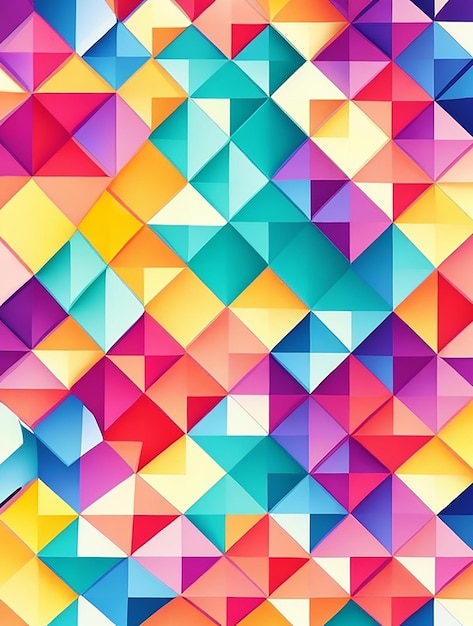 Un cautivador fondo abstracto de triángulos entrelazados en un espectro de colores vivos
