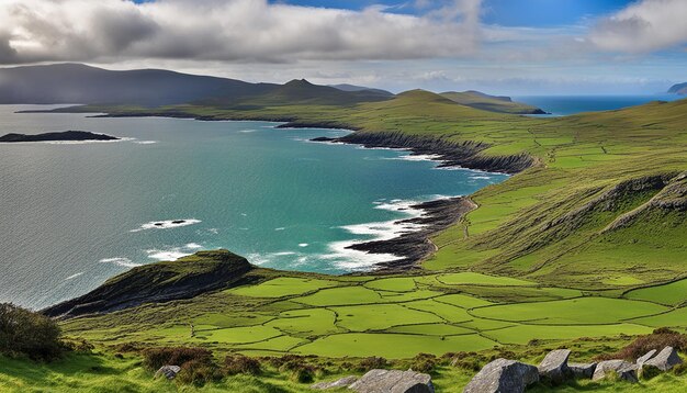 Foto el cautivador paisaje del anillo de kerry irlanda los majestuosos paisajes la belleza costera