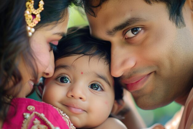 Foto un cautivador primer plano de una joven familia india