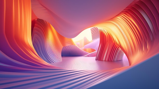 Un cautivador renderizado abstracto en 3D que muestra una mezcla única de colores, formas y texturas