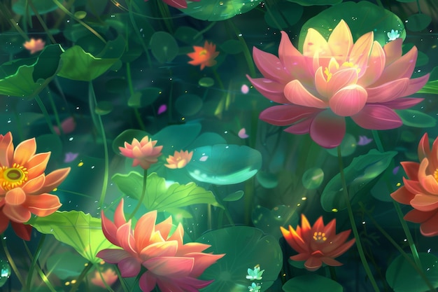 Un cautivador tapiz floral sin costuras como patrón para soluciones visuales dinámicas