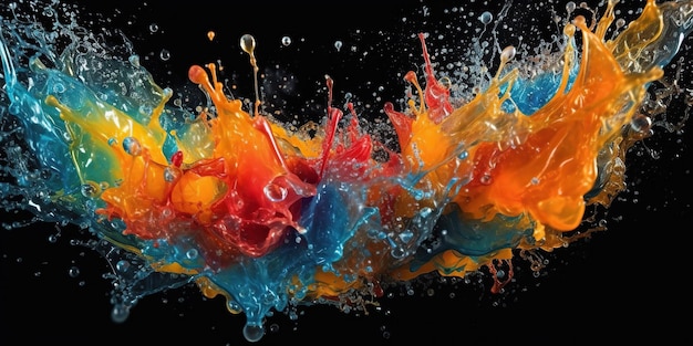 Un cautivador telón de fondo multicolor abstracto mezcla de tonos vibrantes que evoca el encanto artístico Salpicaduras de pigmentos vívidos bailan libremente creando una enigmática sinfonía visual IA generativa