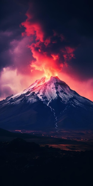 El cautivador volcán nocturno, una alegre celebración de la naturaleza