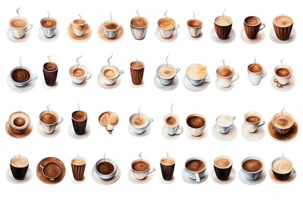 Una cautivadora colección de café en un telón de fondo blanco AR 32