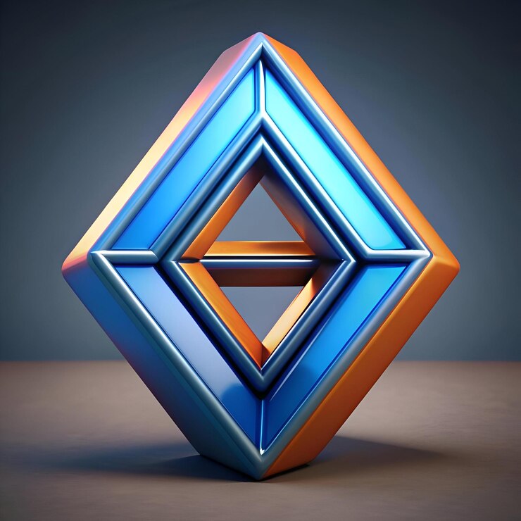 Foto una cautivadora forma geométrica abstracta que muestra un marco cuadrado azul con un cuadrado interior naranja