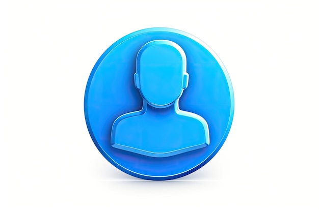 Cautivadora representación 3D de una foto Icono de usuario azul que simboliza el inicio de sesión social del administrador del sitio web
