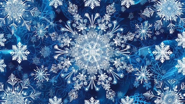 Una cautivadora sinfonía de copos de nieve azules