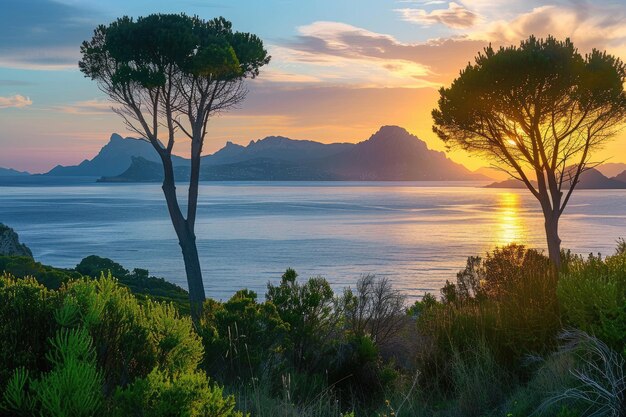 Foto la cautivadora vista matutina de la isla de cerdeña