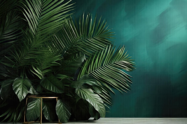 Cautivadoras hojas de palmera con estética fotográfica como telón de fondo perfecto para el producto