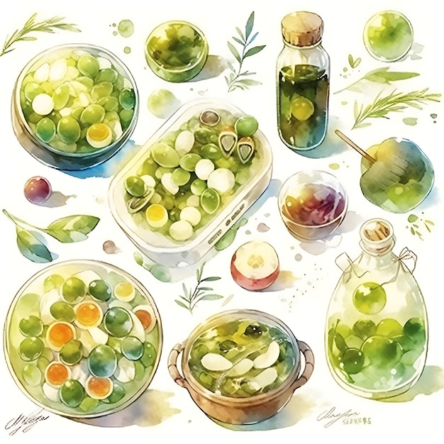 Cautivadores dibujos de frutas en acuarela para una experiencia divertida y colorida