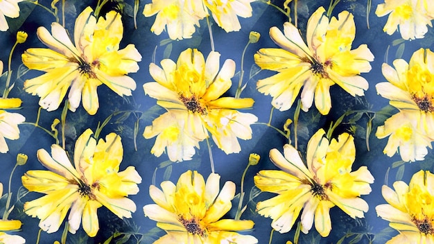 Cautivantes flores amarillas Acuarela Patrones sin fisuras Versátiles e impresionantes diseños florales para