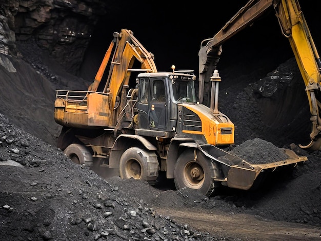 Foto cavador trabalhando em uma mina de carvão