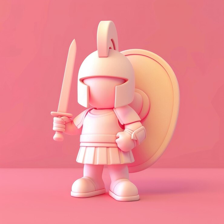 Foto cavaleiro de brinquedo rosa com espada