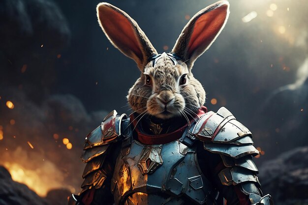 Foto cavaleiro de coelho, líder do cavaleiro, líder quântico, marcha do império quântico.