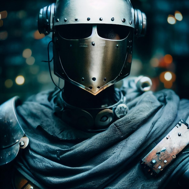 Cavaleiro medieval soldado guerreiro homem retrato renderização em 3d