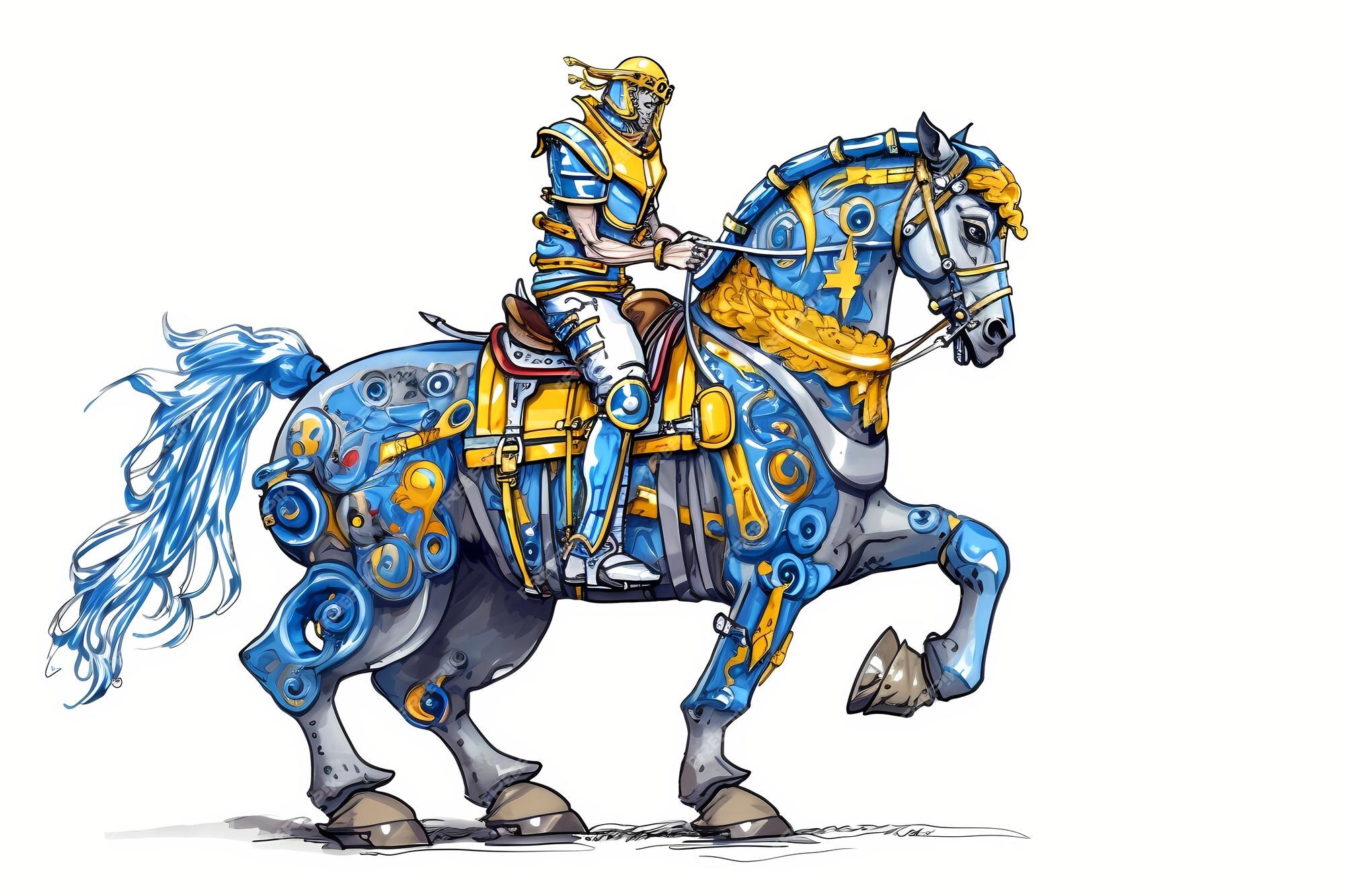 robôs de desenho contínuo de uma linha empurram uma enorme peça de xadrez  de cavalo de cavaleiro para derrubar o rei. organismo cibernético robô  humanóide. futuro conceito de desenvolvimento de robótica. gráfico