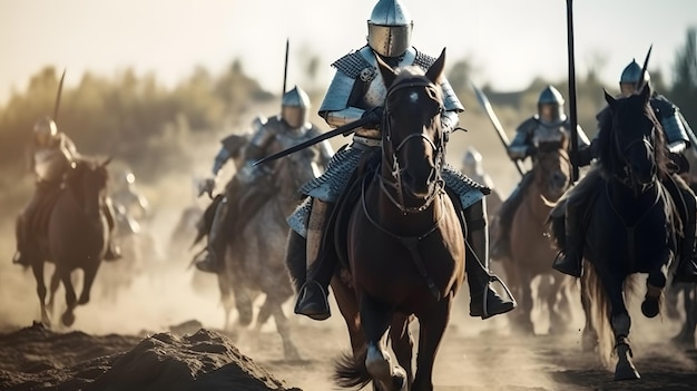 Foto cavaleiros a cavalo no deserto