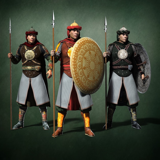 Cavaleiros do Oriente. Ilustração 3D
