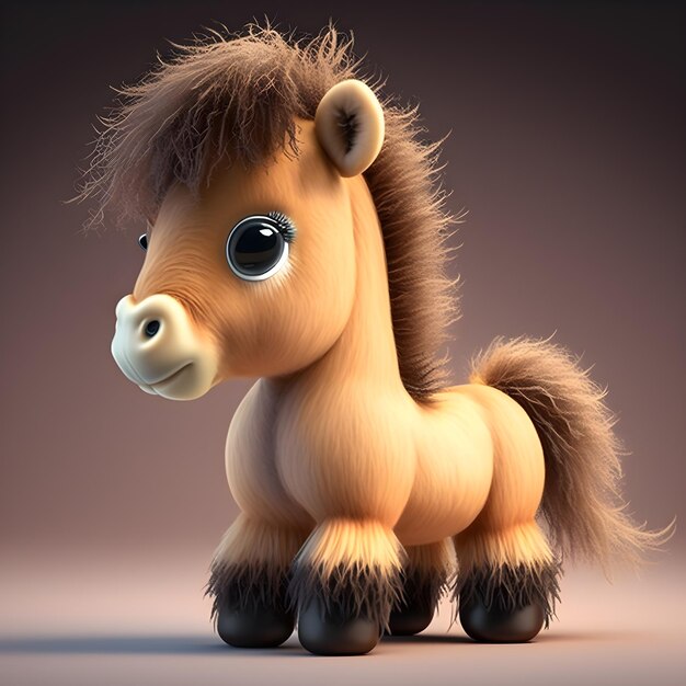 Cavalinho bebê super fofo renderizado no estilo da pixar cartoon generative ai
