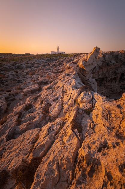 Cavalleria-Leuchtturm in der Nordkappe von Menorca-Insel, Spanien.