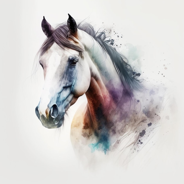 Cavalo Aquarela Arte Pastel