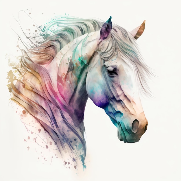 Cavalo Aquarela Arte Pastel