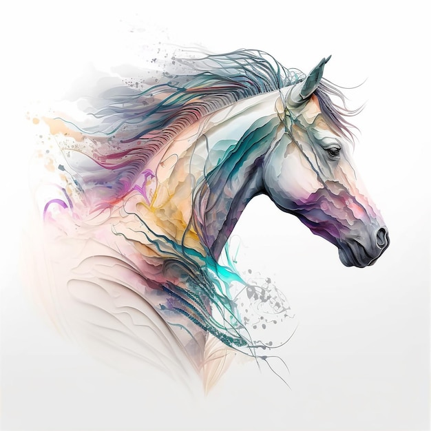 Baixe Arte em Aquarela Colorida: Cavalo Galopante PNG - Creative Fabrica