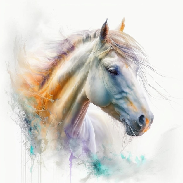 Cavalo Aquarela Arte Pastel