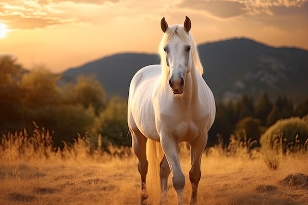 Orelhas Do Cavalo Na Frente De Uma Montanha Em Uma Tarde Do Por Do Sol  Imagem de Stock - Imagem de montanhas, elegante: 117089471