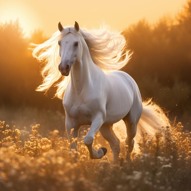 cavalo correndo no jardim