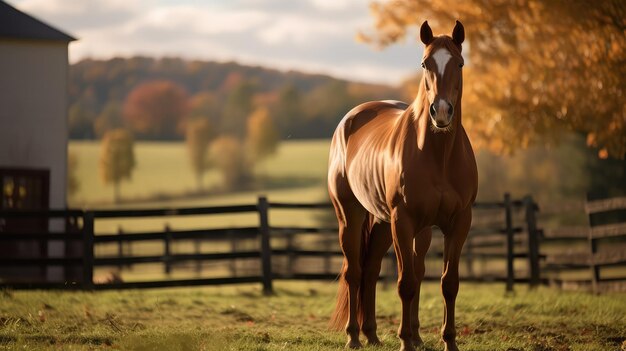 Foto cavalo de estábulo na quinta