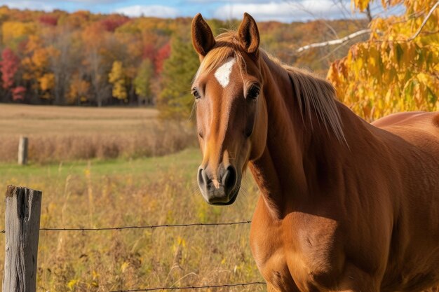 Cavalo de trabalho na cena de Wisconsin do pasto