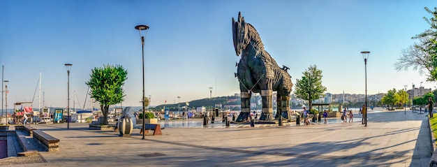 Canakkale Turquia Outubro 2016 Réplica Cavalo Tróia Madeira Cidade