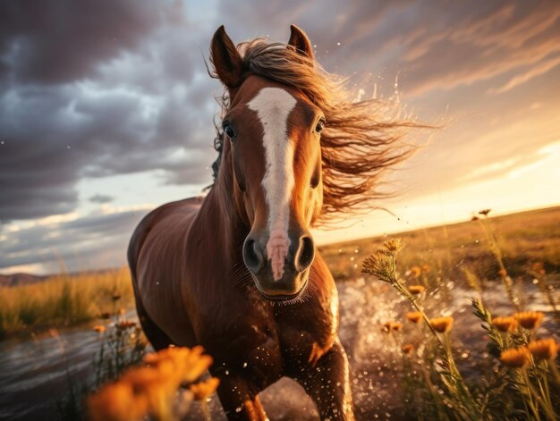 Foto cavalo em seu habitat natural fotografia de vida selvagem ia generativa