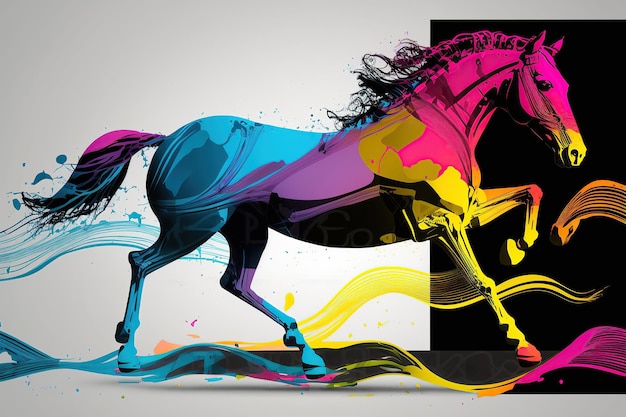 Foto cavalo linha cmyk criado por ia generativa