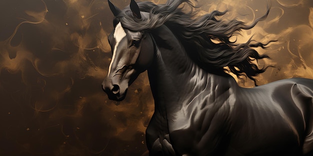 Cavalo luxuoso preto árabe