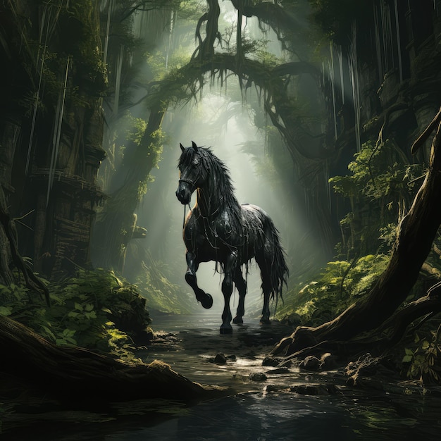 Cavalo na floresta