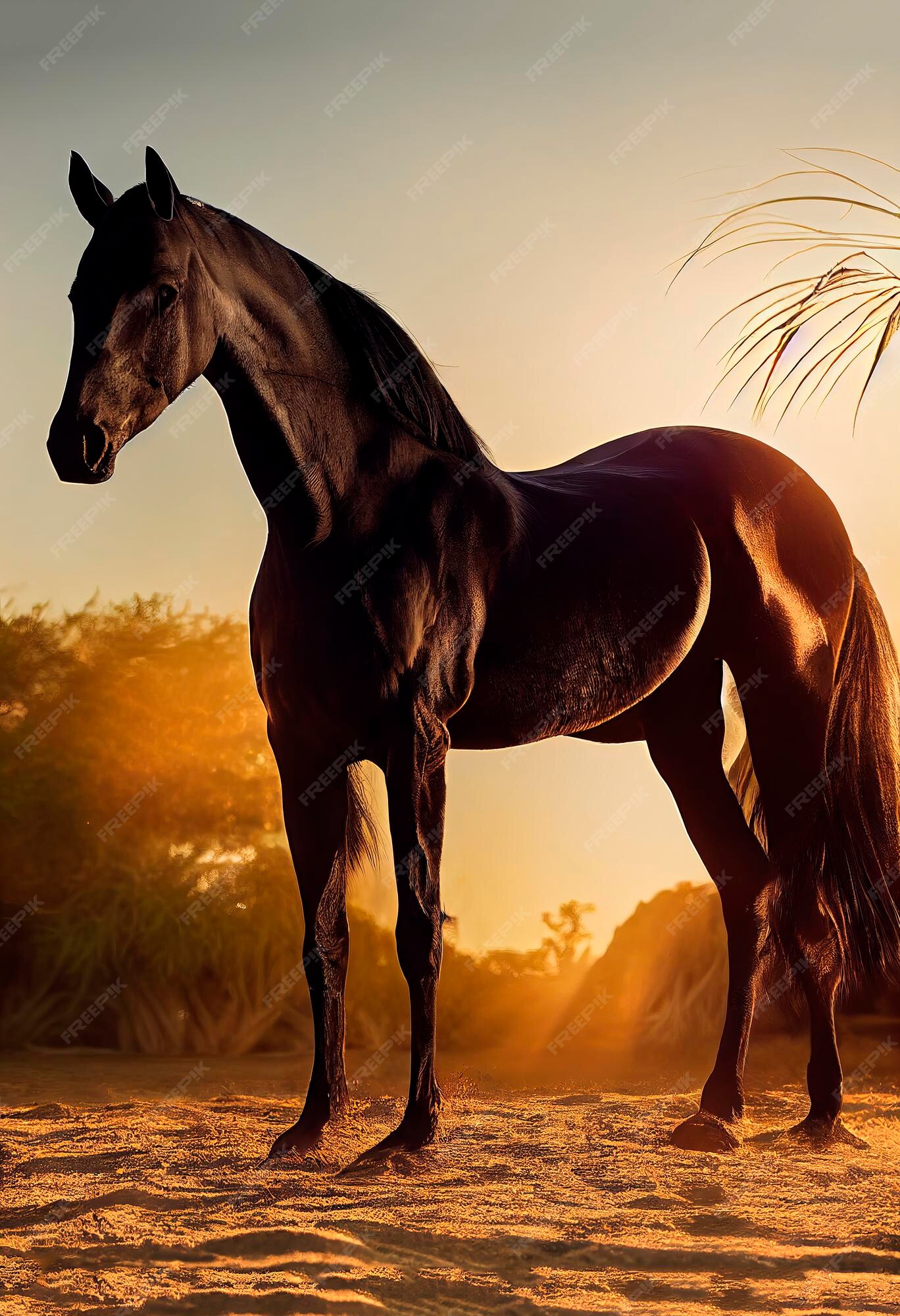 Cavalo na natureza paisagem no fundo do deserto horse power minha