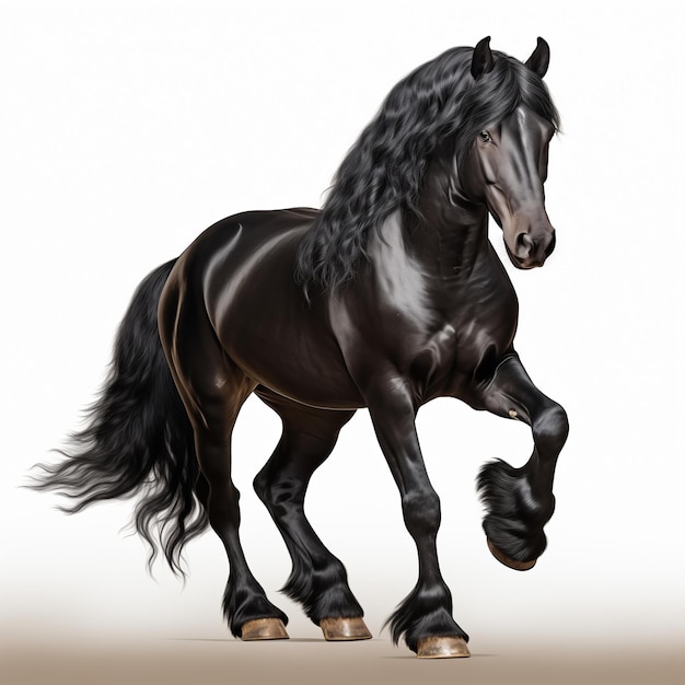 cavalo preto em fundo branco