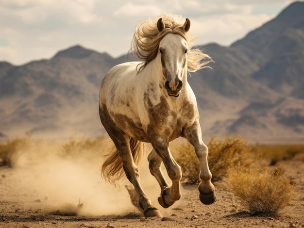 Cavalo selvagem a galopar no deserto