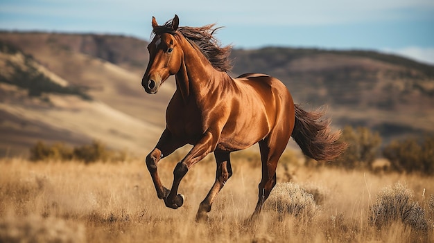 Cavalos a correr no prado