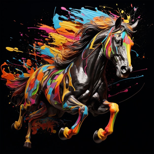 Cavalos abstratos animais vívidos de alta definição estilo aquarela era fundo arte da parede