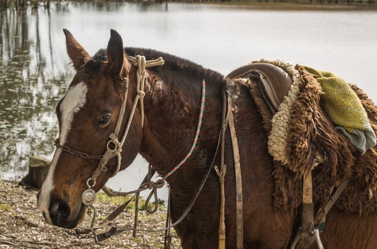 Foto cavalos da raça crioula em fazenda.