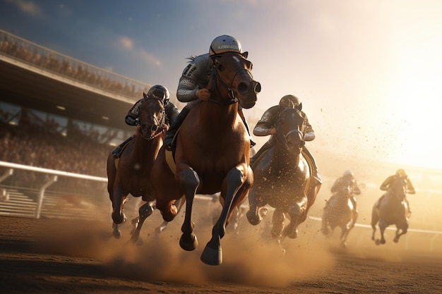 Cavalos de corrida na pista