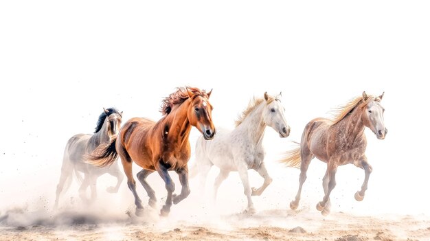 Cavalos majestosos correndo livres no pó