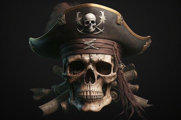 Foto caveira com chapéu de pirata caveira pirata ai
