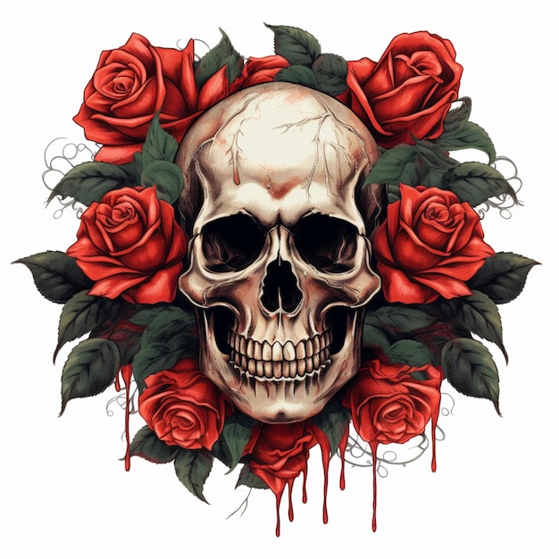 Caveira com rosas