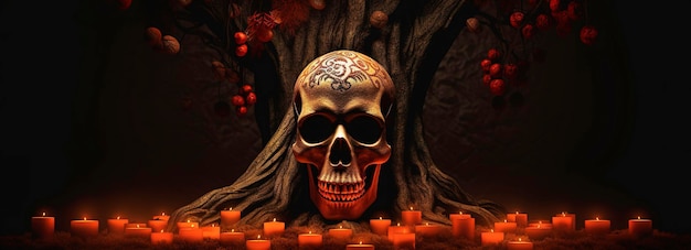 Caveiras do Dia dos Mortos Dia de los Muertos Dia dos Mortos e fundo de Halloween mexicano Festival de tradição mexicana Dia da caveira de açúcar morto Dia de los Muertos gerar ai