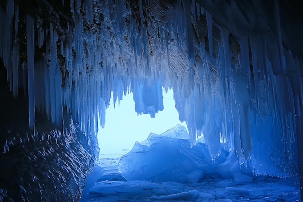 caverna de gelo inverno congelado natureza fundo paisagem